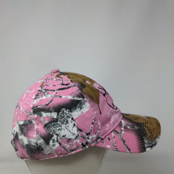 RMEF Strapback Hat Pink Camouflage OSFM Adjustable Embroidered Outdoor Cap - Picture 4 of 7